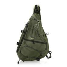 大容量黑色男士斜挎包 | Techwear 斜跨胸包 | 多口袋可調節肩帶 - 彩色 - 查看 12