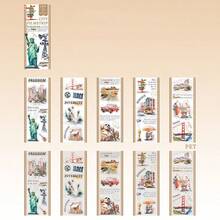 10pcs/Pack City Travel Theme Stickers, Creative Aesthetic Sticker Decals, DIY Decoration Scrapbooking Craft Materials, Holiday Gift, Personalized Scrapbook School Supplies Scrapbook Supplies - Style 6 - View 17