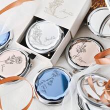 Personalized Compact Mirror With Name , Custom Engraved Pocket Mirror, Custom Foldable Makeup Mirror For Wedding Party Favors - Multicolor - View 3