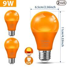 Bóng đèn LED nhiều màu Kasotile, công suất 9W, đế E26, thích hợp trang trí phòng ngủ, đám cưới, Halloween, Giáng sinh, tiệc tùng, quán bar, đèn dây, thay thế bóng đèn cũ, điện áp AC 85V-265V, không điều chỉnh độ sáng, 2 gói. - 9W - Xem 9