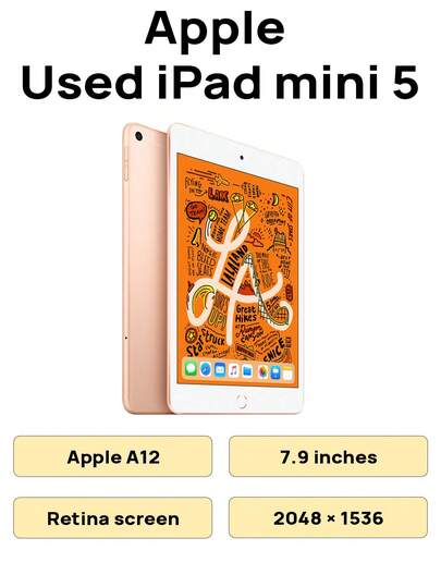  ipad mini 5 二手97新平板電腦，電池容量約80%，7.9吋Ratina顯示屏，支援APPLE PENCIL，A12處理器，64GB內存