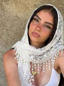 1pc Women's Fashion Bohemian Floral Embroidered Tassel Triangular Scarf, Multifunctional Scarf, Stylish Waist Belt Thai/Arabic Dance Skirts - Solid Color - View 7