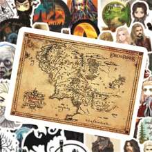50-Piece Hobbit Movie And TV Series Sticker Set-Waterproof, Reusable, Durable Decals, Suitable For Notebooks, Cups, Suitcases, Computers, Etc.-Fantasy Adventure Design, Notebook Accessories | Fantasy Character Stickers | Durable Stickers - Multicolor - View 1
