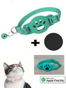 1 pieza Collar reflectante ajustable para gato, collar localizador de mascotas apto para el rastreador Apple Find My, collar reflectante, diseño de estampado animal de 7-9 pulgadas, collar de gato desmontable, no apto para Android - Multicolor - Ver 16