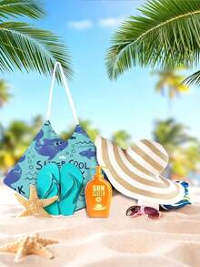 1 pieza Toalla de playa con diseño de animal marino - Suave, de secado rápido, de tela tejida súper absorbente, adecuada para viajes, yoga, natación y picnic | Diseño ligero y moderno en marrón y beige, esencial de playa | Toalla súper absorbente, manta de playa, funda para silla de playa - d - Ver 7