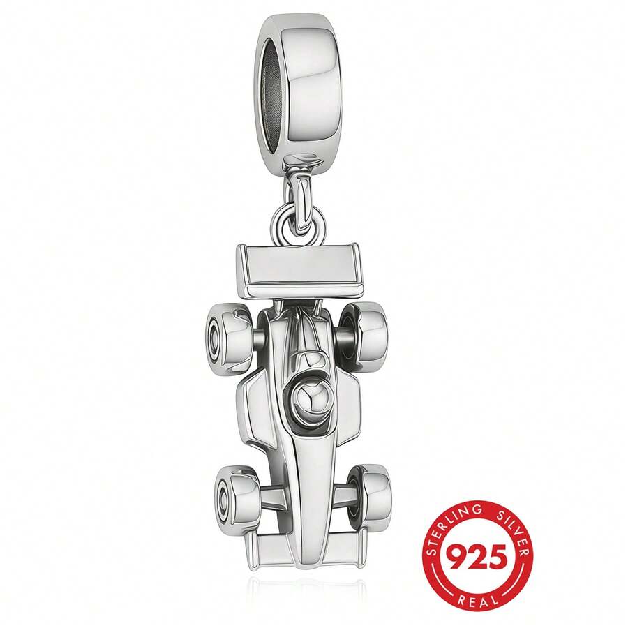 HuooNew 1pc 925 Sterling Silver Racing Car Pendant, Unisex Jewelry Accessory Gift - Silver - View 1