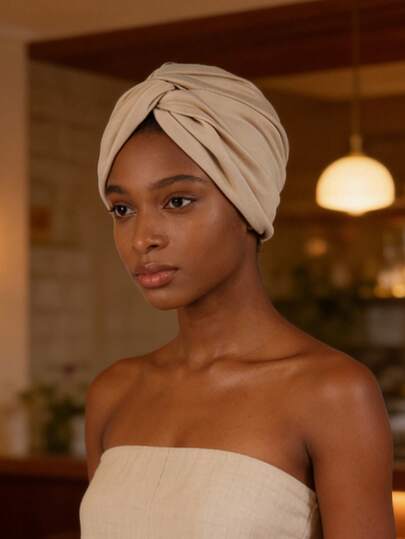 1 chiếc mũ turban xếp ly kiểu cổ điển màu trơn, băng đô turban xoắn cho nữ, khăn trùm đầu turban mềm mại, co giãn, mũ turban xoắn cho người bị rụng tóc do hóa trị, mũ len cotton thoáng khí để đội hàng ngày, khăn trùm đầu hijab Hồi giáo cho bệnh nhân ung thư.
