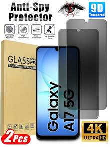 2片裝 Galaxy A17 專用隱私鋼化玻璃螢幕保護貼，9H 硬度，全螢幕覆蓋，防眩光且無氣泡，易安裝，防窺、防刮、防摔，相容 Galaxy A56/A57/A16/A15/A54/A14/A36/A17/A35/A26/A55，手機殼友善手機配件，送給家人朋友的完美禮物 - 黑色 - 查看 10