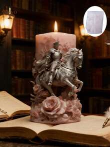 3D Knight Relief Cylindrical Candle Silicone Mold For Candles, Soap, Resin Crafts - Powerful Knight Relief Design, Perfect For Home Decoration, Festival Gifts And Party Supplies, Home Decoration - Knight Mold - View 5