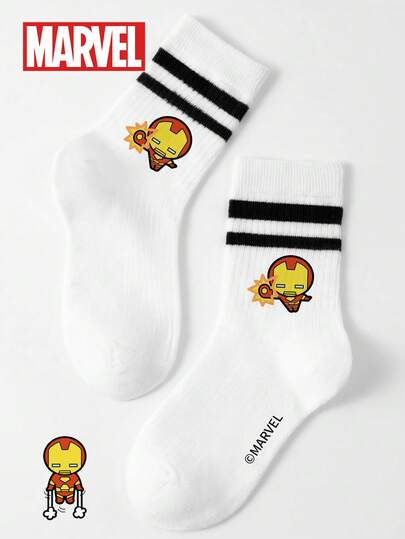  1/5 pares de calcetines hasta el tobillo cómodos con estampado de superhéroes de Marvel para niños - Suaves, transpirables, alta elasticidad, que absorben la humedad, de moda - Adecuados para regalos, fiestas, uso diario en verano y ocasiones casuales