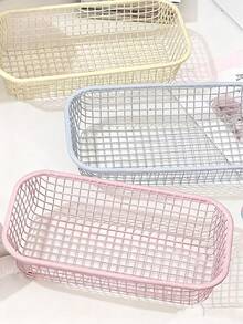1/2/3/4pcs Decorative Storage Baskets, Smooth Edge Reinforced Metal Wire Mesh Organizer Rack, Suitable For Teachers And Artists' Desk Storage Boxes, Can Be Used To Organize Painting Tools, Toiletries And Daily Sundries, Suitable For Office, Bedroom Or Home Storage, Desk Organizer Travel Season - Multicolor - View 16