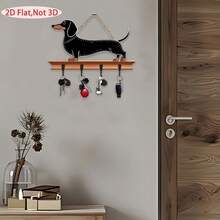 1 pièce Crochet mural en bois thème Teckel vintage plat 2D, convient pour l'entrée, le bureau ou le salon, cadeau parfait pour les amoureux des animaux, accessoire de décoration d'intérieur. | Design de chien de travail | Décoration murale en bois, porte-clés multifonction en bois pour usage domestique - Multicolore - Voir 10