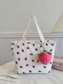 便携式保温午餐包，防水午餐盒手提袋，学生午餐包，可爱豹纹和花卉图案，粉色 - 米色 - 查看 1