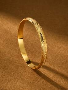 1/3/6pcs Traditional 24K Gold Plated Handcrafted Wave Bangle Bracelet, Suitable For Women's Daily Wear And Gift, No Box Included - Yellow Gold - View 6