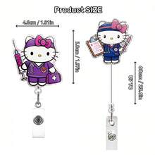 SANRIO 1個 Hello Kitty 閃亮可愛卡通護士伸縮識別證卡夾掛繩夾 DIY 創意胸牌拉扣 卡哇伊 適用於護士醫生 - 彩色 - 查看 4