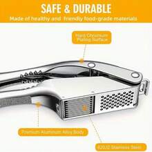 Multi-Functional Manual Garlic Press And Slicer, Made Of Durable Thick Metal, Can Quickly Press Garlic Paste, Slice Garlic, Mince Meat, Suitable For Sauce Making, Marinating, Cooking Seasoning, Easy To Operate And Clean, Practical For Home Cooking And Commercial Kitchen. Great Gift For Birthday, Mother's Day, Cooking Enthusiasts. - Multicolor - View 4