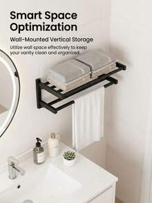 2/3 niveles Toallero sin taladro, extremos de horneado, montado en la pared moderno, sin necesidad de perforar, adecuado para baño, cocina, lavandería, estructura ahorradora de espacio, estantes multinivel, artesanía de almacenamiento doméstico, toallero - Multicolor - Ver 4