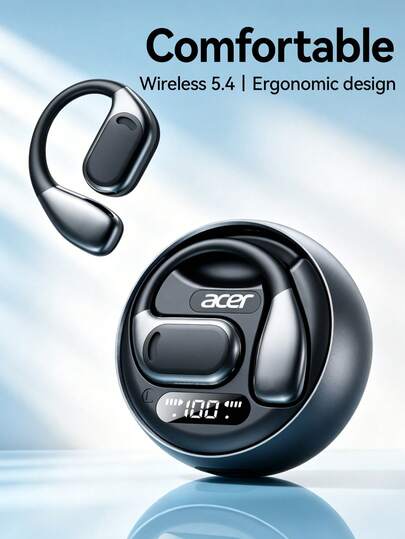  Acer Open-Ear Bluetooth Headphones, Wireless Hanging Ear Design, Comfortable Wear, 3D Surround Sound, 24-Hour Battery Life, Bluetooth 5.4 Chip, Suitable For Sports, Cycling, Running, Compatible With Smartphones And Tablets