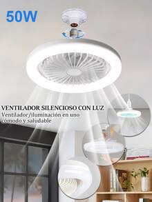 1pieza 30W Ventilador de techo de anillo LED,Ventilador de Techo con  de Luces, para Cocina/Baño/Dormitorio(Control de interruptor de luz de ventilador de zócalo) - Blanco-SU230-A1 - Ver 2
