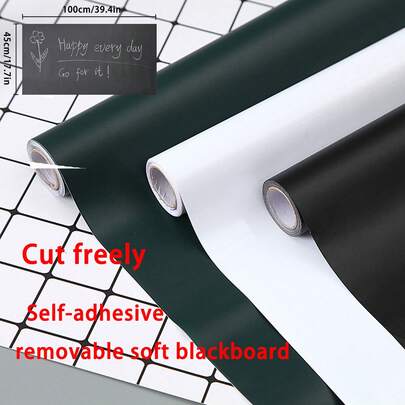 45*100cm Self-Adhesive Removable Soft Black & White Board, Home Chalkboard Sticker, Graffiti Wall Sticker, Message Board, Writing Board Sticker