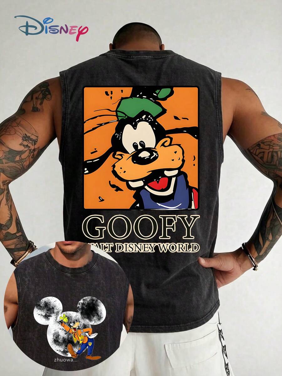 Disney Classic Mickey & Goofy Two-Sided Graphic Tank Top - 100% Washed ...