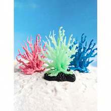 1pc Aquarium Landscape Decoration Realistic PVC Coral Tree Fish Tank Ornament Orange Pink Fluorescent Coral Micro Landscape Aquatic Box - A - View 8