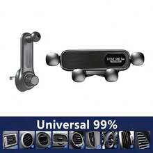 Gravity Lock Anti-Shake Car Phone Holder - Adjustable Air Vent Grip, Waterproof ABS Material - Black - View 5
