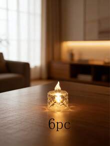 Bộ 6 đèn LED tạo không khí, đèn nến điện tử mini, đèn trang trí chất lượng cao cho sinh nhật, cầu hôn, chiếu sáng ngoài trời, phù hợp với nhiều dịp khác nhau. - Ánh sáng xung quanh hình kim cương - Xem 17