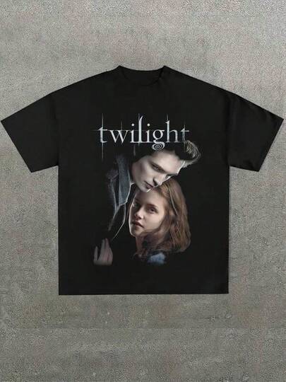 Unisex T-Shirt Made Of Pure Cotton, Twilight Film Graphic T-Shirt, Comfortable, Casual, Short-Sleeved, Lightweight, Printed, Halloween, Summer T-Shirt, Blouse, Basic Tops, T-Shirts, Soft Cotton, Casual, Everyday Wear, Cool, Cute, Breathable Fabric, Simple, Classic, All-Season Style