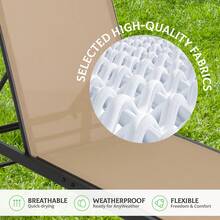 Outdoor Chaise Lounge Chairs With Aluminum Frame And Breathable Fabric, 5-Position Adjustable Pool Lounge Recliner Chairs, Portable Design For Poolside, Patio, Deck, Backyard, Lawn & Beach, Camping - Nâu nhạt - Xem 6