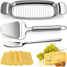 3-Pack Stainless Steel Cheese Slicer And Butter Cutter Set With Wire Slicer, Plane Slicer, And Spreader Knife, Ergonomic Dishwasher  Handles - 1 - View 2