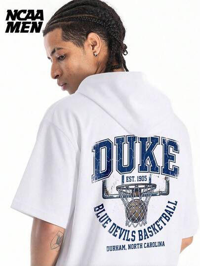 Áo thun nam tay ngắn in chữ, có mũ, thích hợp mặc đôi, phù hợp cho mùa xuân, hè và thu.