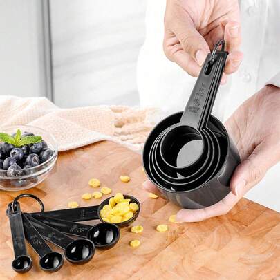 Bộ 10 cốc và thìa đong định lượng, có thể xếp chồng lên nhau, dụng cụ cân đong nấu nướng, làm bánh và gia dụng, thích hợp cho nhà bếp, phòng ăn, ngoài trời, làm bánh và nhiều hơn nữa.