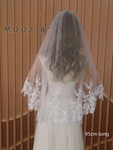 一件象牙色奢华长款柔软薄纱优雅新娘婚纱，配金属发梳和头纱 - 彩色 - 查看 17