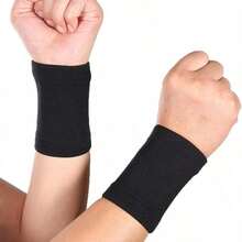 1 par de soportes de muñeca ligeros, transpirables y absorbentes del sudor, unisex, adecuados para deportes, fitness, actividades al aire libre, baloncesto, bádminton, entrenamiento de fuerza - Negro - Ver 7