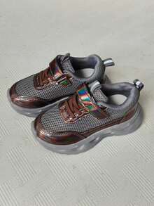 Kids Mesh Breathable Sneakers, Thick Sole Running Shoes For Boys And Girls, Spring/Autumn - Grey - View 15