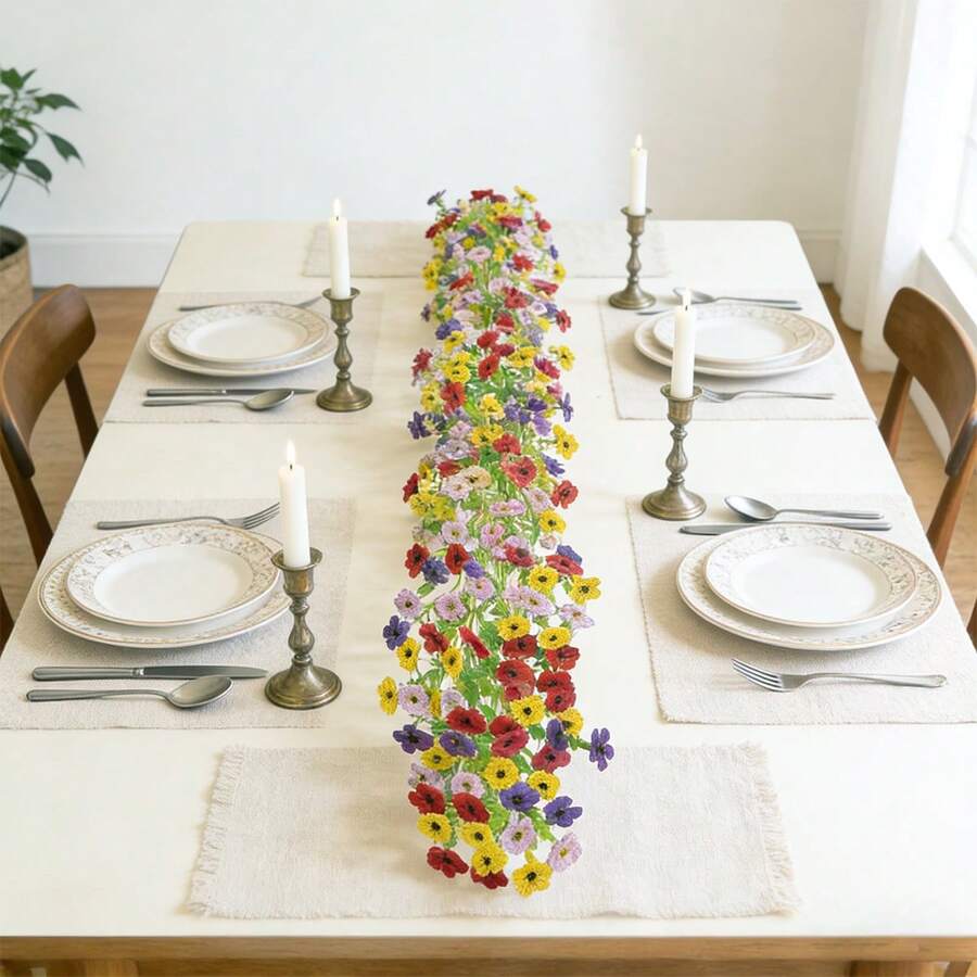 1pc UV Resistant Artificial Hanging Vine, Eucalyptus & Violet Silk Flower Garland For Indoor Outdoor Wedding Home Party Decoration,Spring Outings, Mother's Day,Graduation Season - Multicolor - View 1