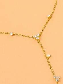 1 chiếc nhẫn pha lê hình hoa thanh lịch đính đá và đồng, kèm dây đeo tay, thích hợp để đeo hàng ngày, dự tiệc hộp đêm, gặp gỡ bạn bè, làm quà tặng, phối đồ hoặc hẹn hò. - Vàng - Xem 4