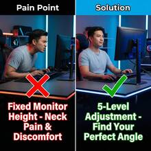 14-32 Inch Monitor Desk Stand, Computer Screen Mount, Stable Wide Base Adjustable Height Display Holder, Suitable For Gaming, Office And Conference, Effectively Relieves Neck Discomfort Caused By Low Monitor, No Drilling Required, Won't Damage Desk, Wider & Heavier Base | Office Desk Accessory | Computer Stand - View 8