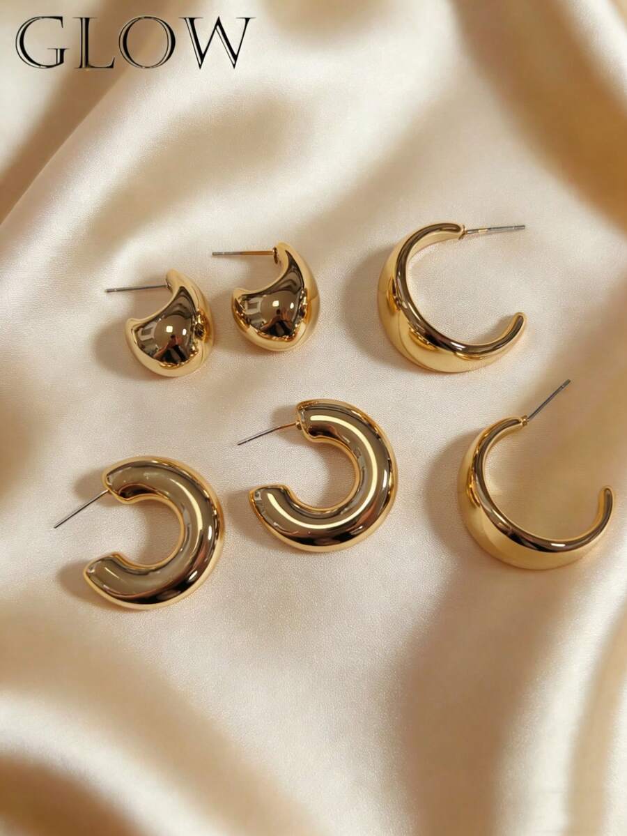 Bộ 3 đôi bông tai acrylic hình giọt nước hình học cổ điển, thanh lịch, đa năng, phù hợp cho các cô gái tuổi teen đeo hàng ngày, dự lễ hội và tiệc tùng. - Bộ ba món - Xem 1