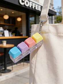 1 pieza Juguete antiestrés de teclado colorido minimalista, accesorio de bolso con forma de mini teclado de 4 teclas y grillete de metal resistente. Diseñado con 4 botones de colores "macaron". - Multicolor - Ver 3