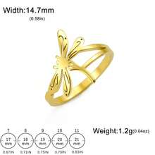 AMAXER 1pc Stainless Steel Butterfly & Dragonfly Design Ring, Minimalist Fashion Vacation Style Personalized Ring, Daily Wear Birthday Gift Jewelry - animal - View 20