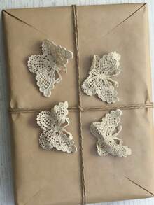 5pcs Washable Butterfly Embroidered Fabric, Lace Flower 3D Embroidery Trims, Suitable For Clothing Accessories, Decorations, Handmade DIY - White - View 3