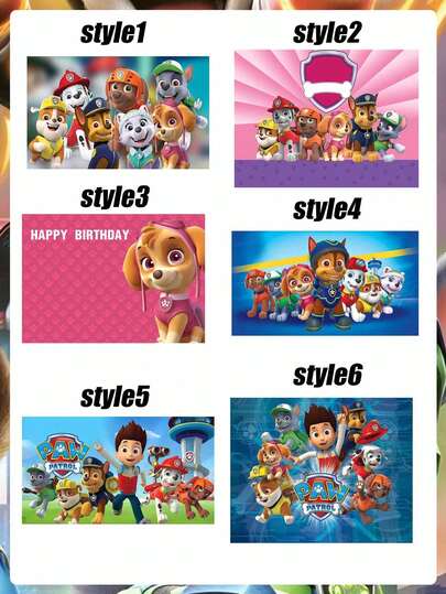 Paw Patrol 汪汪队立大功主题生日派对背景装饰布 - 汪汪队卡通生日主题照片背景布 - 汪汪队大战主题生日派对背景布