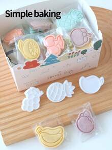 1 Set Of Fruit Series Cookie Molds, Cute Candy Cookie Cutter, Kitchen Baking Tools, Cake Decoration Cookie Stamps, Birthday Party Gift. Suitable For Making Cute Small Snacks, Suitable For Children's Snacks. Cake Decorating Accessories - View 5
