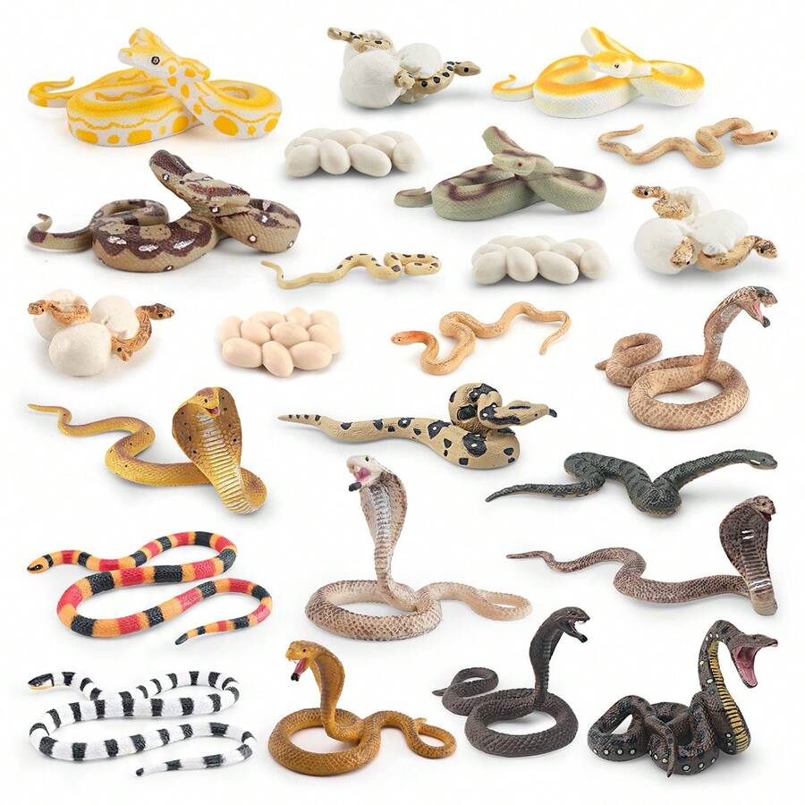 Modelo de juguete realista de serpiente silvestre de plástico sólido, tamaño pequeño - Multicolor - Ver 1