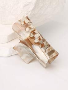 1pc Latte Marble Hair Claw Clip, Hair Styling Accessory - Multicolor - View 3