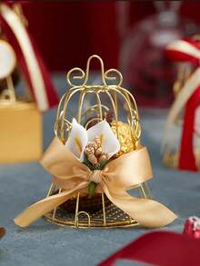 European Style Gold Bird Cage Candy Box, Tin Wedding Favor Box, Creative Marriage Gift Box, Wedding Supplies - View 11