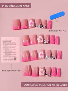 用这款24片装Y2K长嘴鸭嘴花美甲贴纸升级你的美甲造型！这款3D凝胶花朵法式美甲贴纸专为粉色指甲设计，采用按压式设计，持久贴合，完美粘附于指甲表面。套装包含：1瓶果冻胶和1把指甲锉。鸭嘴花美甲贴纸适合女性和女孩DIY，适用于日常工作、节日派对等各种场合。 - 彩色 - 查看 3