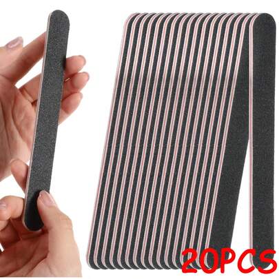 20 PIEZAS Limas de uñas de alta calidad en color negro puro para dar forma a las uñas, tiras de lijado de uñas, tiras para pulir y moler uñas, tiras de esponja especiales para dar forma a las uñas, herramientas para recortar uñas (10/1 pieza)